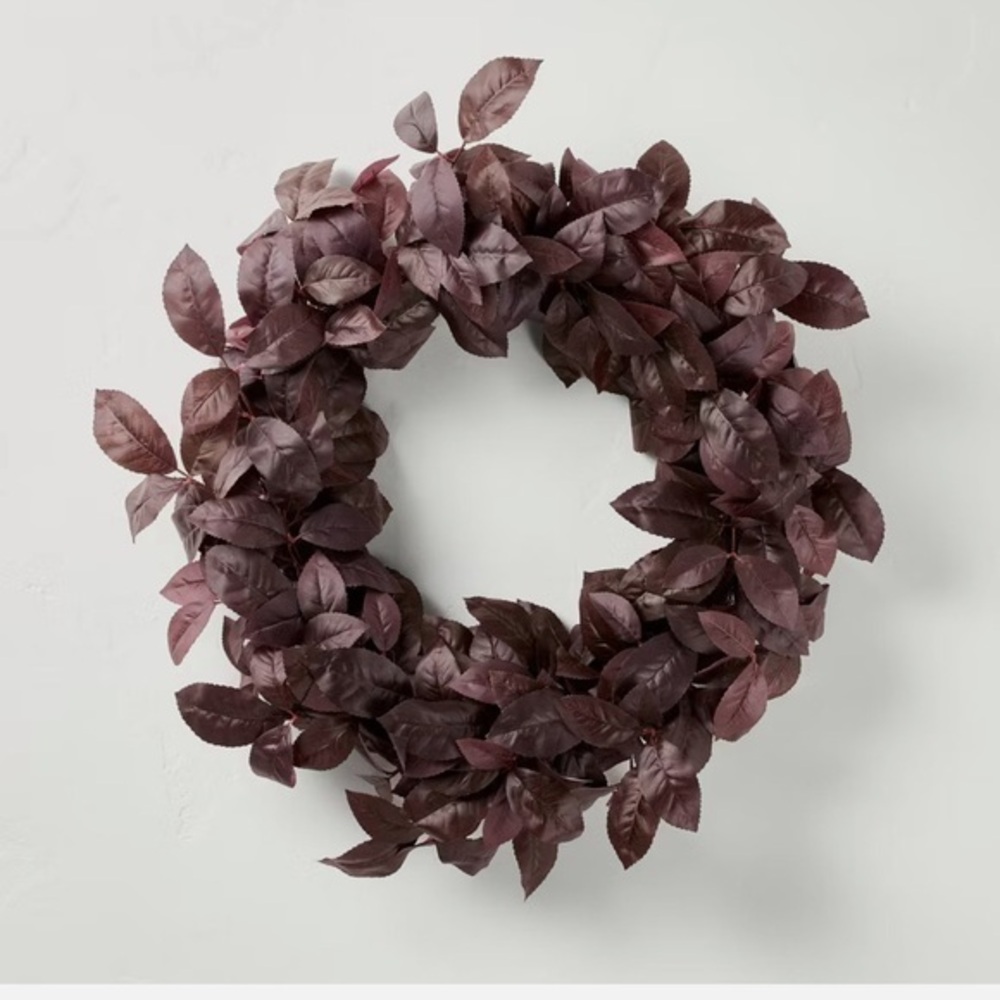 NWT 26" Black Plum Leaf Fall Wreath - Hearth & Hand with Magnolia